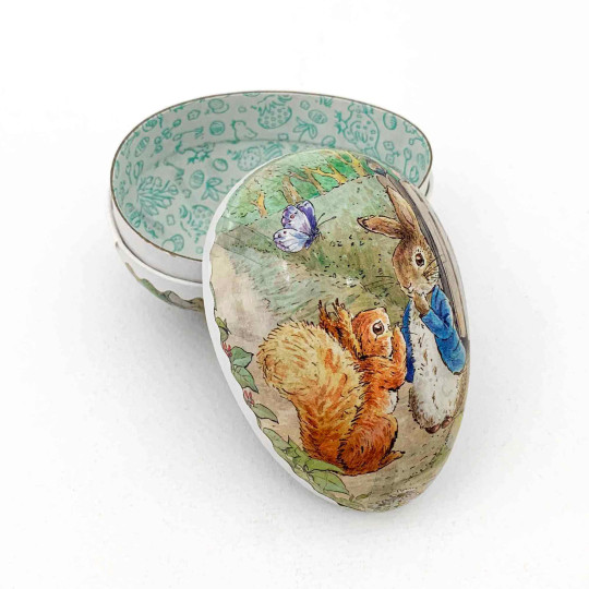 3-1/2" Peter Rabbit with Squirrel Nutkin Papier Mache Easter Egg Container ~ Germany
